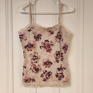 Ann Taylor M Floral Lace Cami - Pink and Cream